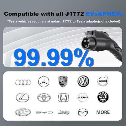 Level 2 EV Charger J1772 32Amp 220V-240V EVSE NEMA 14-50 Plug Home Portable EV Charger Level 2, 25ft Cable Electric Car Charging Station, Electric Vehicle Charging Stations Plug and Play FCC Certified in Saudi Arabia