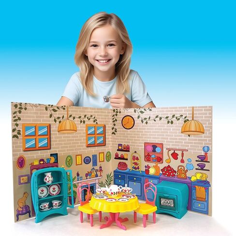 Mini Maker Tea Party Creations – Paint Your Own Tea Set with UV Oven – DIY Ceramic-Like Craft Kit for Girls – Decorate 30 Tableware Pieces, Decals & Glaze – Ages 6+ in Saudi Arabia