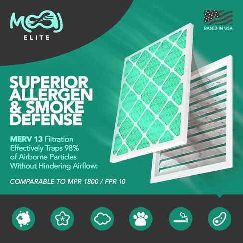 16x20x1 Air Filter (6-PACK) | MERV 11 | MOAJ Premium Allergen Defense | BASED IN USA | Pleated Replacement Air Filters for AC & Furnace Applications | Actual Dimensions: 15.70" x 19.70" x 0.75" (in.) in Saudi Arabia