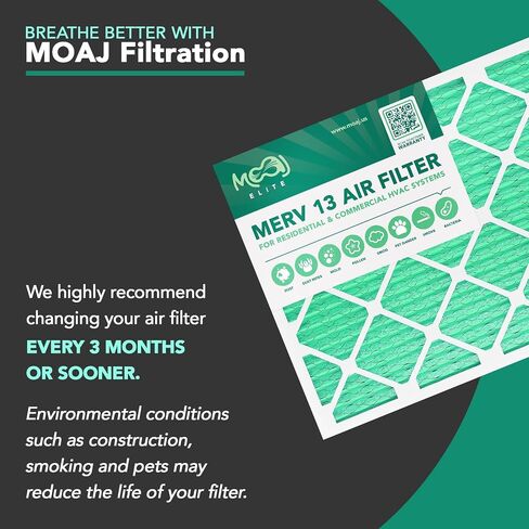 16x20x1 Air Filter (6-PACK) | MERV 11 | MOAJ Premium Allergen Defense | BASED IN USA | Pleated Replacement Air Filters for AC & Furnace Applications | Actual Dimensions: 15.70" x 19.70" x 0.75" (in.) in Saudi Arabia