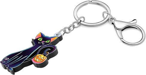 NEWEI Halloween Cute Acrylic Black Cat Keychain Rings Goth Jewelry for Women Girls Party Favor in Saudi Arabia