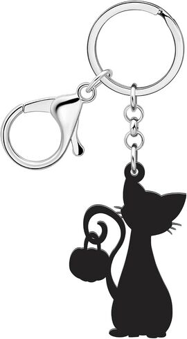 NEWEI Halloween Cute Acrylic Black Cat Keychain Rings Goth Jewelry for Women Girls Party Favor in Saudi Arabia