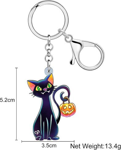 NEWEI Halloween Cute Acrylic Black Cat Keychain Rings Goth Jewelry for Women Girls Party Favor in Saudi Arabia