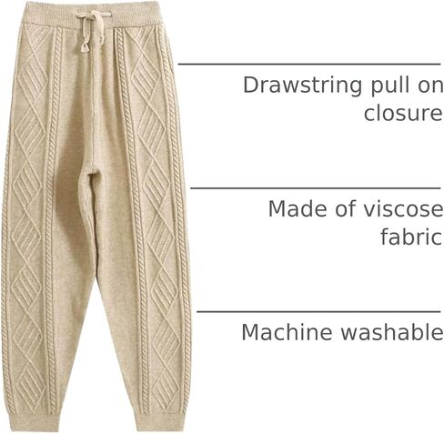 Gihuo Women' s Cable Knit Sweater Pants Long Knit Harem Pants Joggers Drawstring Elastic Waist Stretchy Knit Pants in Kuwait