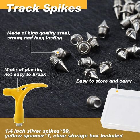 50PCS Track Spikes Track and Cross Country Spikes 1/4-Inch Steel Shoe Replacements Spike Wrench in Saudi Arabia
