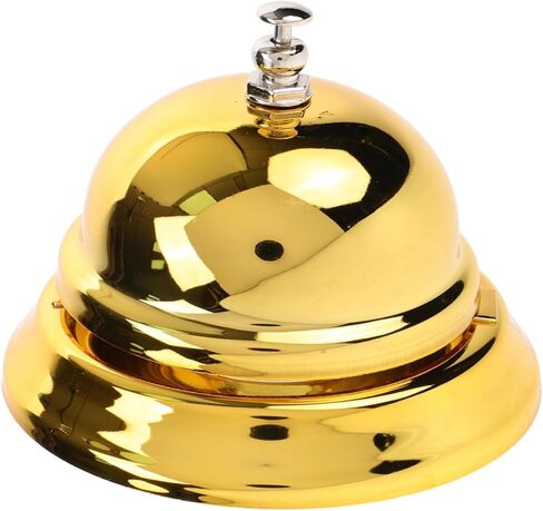Garneck Reception Bell, Brass Table Bell, Elegant Table Bell for Office, Restaurant, Hotel and School, Stylish Hand Bell for Reception Areas and Counters, Golden Finish in Saudi Arabia