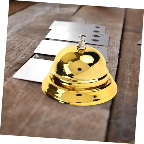 Garneck Reception Bell, Brass Table Bell, Elegant Table Bell for Office, Restaurant, Hotel and School, Stylish Hand Bell for Reception Areas and Counters, Golden Finish in Saudi Arabia