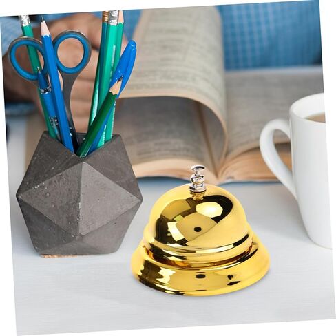 Garneck Reception Bell, Brass Table Bell, Elegant Table Bell for Office, Restaurant, Hotel and School, Stylish Hand Bell for Reception Areas and Counters, Golden Finish in Saudi Arabia