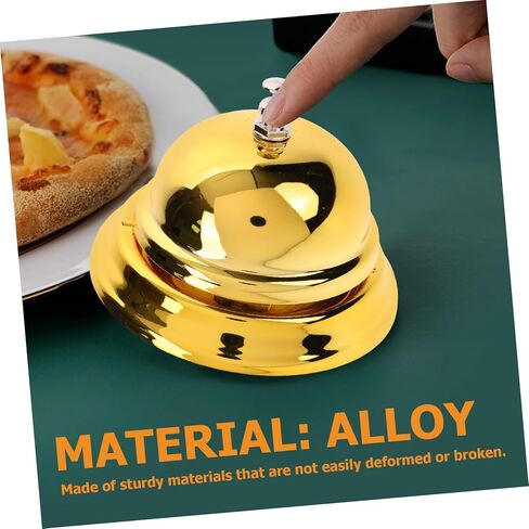 Garneck Reception Bell, Brass Table Bell, Elegant Table Bell for Office, Restaurant, Hotel and School, Stylish Hand Bell for Reception Areas and Counters, Golden Finish in Saudi Arabia