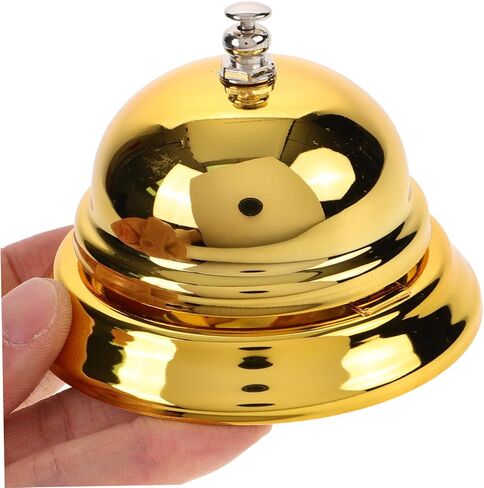 Garneck Reception Bell, Brass Table Bell, Elegant Table Bell for Office, Restaurant, Hotel and School, Stylish Hand Bell for Reception Areas and Counters, Golden Finish in Saudi Arabia