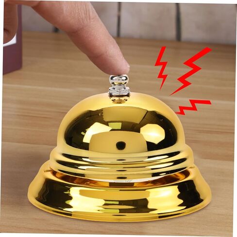 Garneck Reception Bell, Brass Table Bell, Elegant Table Bell for Office, Restaurant, Hotel and School, Stylish Hand Bell for Reception Areas and Counters, Golden Finish in Saudi Arabia