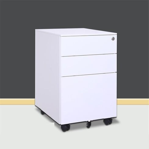 File Cabinet/Printer Stand Steel Movable Cabinet Small Push Under Desk Storage Three Drawers with Wheels Filing Cabinet for Home Office(White) in Saudi Arabia