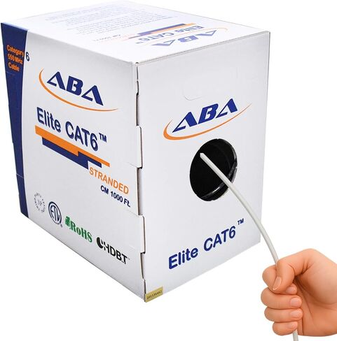 Elite Cat6 24AWG Stranded - CM، 1000 قدم، غير محمي، أكثر مرونة، نحاس عاري، 550 ميجا هرتز، مدرج في قائمة ETL ومدرج في قائمة UL، كابل إيثرنت بالجملة، صندوق سحب سهل، أبيض | إنشاء كبلات تصحيح مخصصة in Saudi Arabia