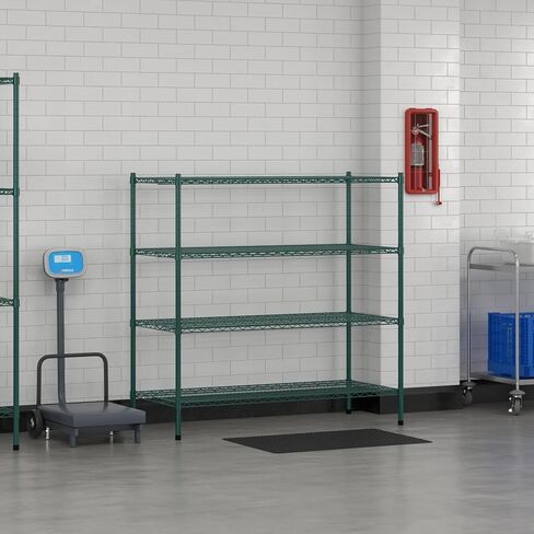 Commercial NSF Listed Green Epoxy Stationary Wire Shelving Kit 24" x 24" x 54", with 4 Shelves Perfect for Warehouse, Walk-in Refrigerator, Freezer, Grocery Store, Restaurant, Dishroom in Kuwait