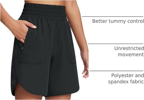 BALEAF 7" Workout Shorts for Women Athletic Long Running Shorts High Waisted Quick Dry Zipper Pockets Hiking UPF50+ Navy L in Saudi Arabia