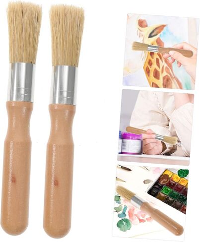 2pcs Stencil Brush Round Head Wooden Handle Small Brush for Oil Acrylic Painting Art Supplies in Saudi Arabia
