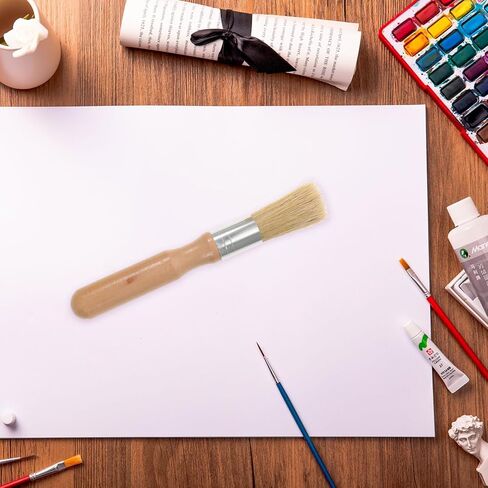 2 قطعة فرشاة الرسم برأس مستدير فرشاة الاستنسل الخشن لزيت الأكريليك ألوان مائية تفاصيل مقبض خشبي فني للحرف الفنية ذاتية الصنع in Kuwait