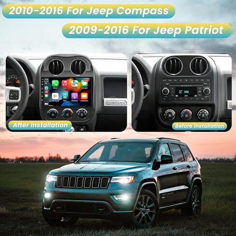 Fortdows 10.1 Inch Car Stereo Radio for Jeep Patriot Compass 2010-2016 with Wireless CarPlay Android Auto, 2GRAM 32GROM Android 11 Player Radio with Bluetooth,WiFi,SWC, GPS,Backup Camera in Kuwait