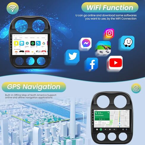 Fortdows 10.1 Inch Car Stereo Radio for Jeep Patriot Compass 2010-2016 with Wireless CarPlay Android Auto, 2GRAM 32GROM Android 11 Player Radio with Bluetooth,WiFi,SWC, GPS,Backup Camera in Kuwait