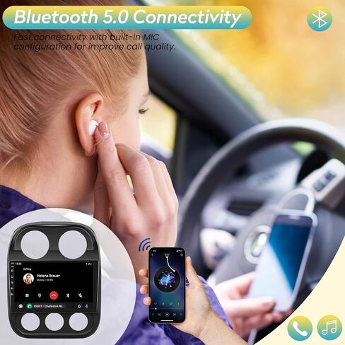 Fortdows 10.1 Inch Car Stereo Radio for Jeep Patriot Compass 2010-2016 with Wireless CarPlay Android Auto, 2GRAM 32GROM Android 11 Player Radio with Bluetooth,WiFi,SWC, GPS,Backup Camera in Kuwait