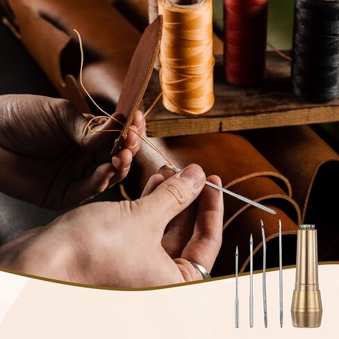 14 قطعة مجموعة إبرة الخياطة الجلدية مع مقبض نحاسي إبرة الخياطة الجلدية القماشية مع 13 إبرة لمجموعة الإبر الحرفية أداة إصلاح الأحذية in Kuwait