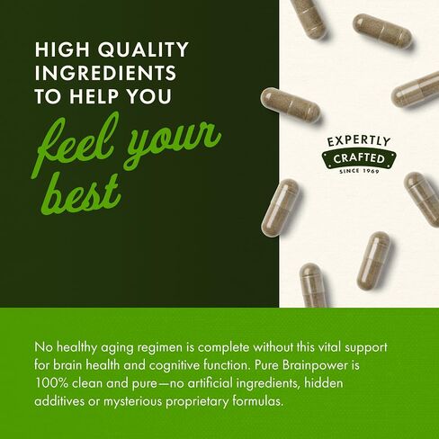 Swanson Pure Brainpower Brain Health Cognitive Memory Focus Support Brain-Derived Neurotrophic Factor (BDNF) Herbal Supplement (Ginkgo Biloba, Bacopa Monnieri) 60 Veggie Capsules (Veg Caps) Vegan in Saudi Arabia