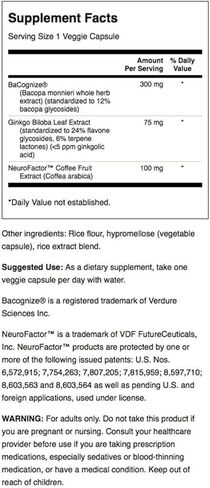 Swanson Pure Brainpower Brain Health Cognitive Memory Focus Support Brain-Derived Neurotrophic Factor (BDNF) Herbal Supplement (Ginkgo Biloba, Bacopa Monnieri) 60 Veggie Capsules (Veg Caps) Vegan in Saudi Arabia