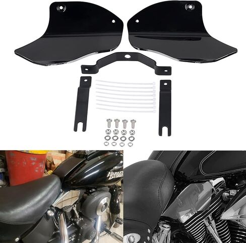 قطعتان من عاكس الهواء من بلاستيك ABS لدراجة Harley Heritage Softail Deluxe Fatboy FLSTN FXSTD/S FXST 2000-2017، أسود in Saudi Arabia