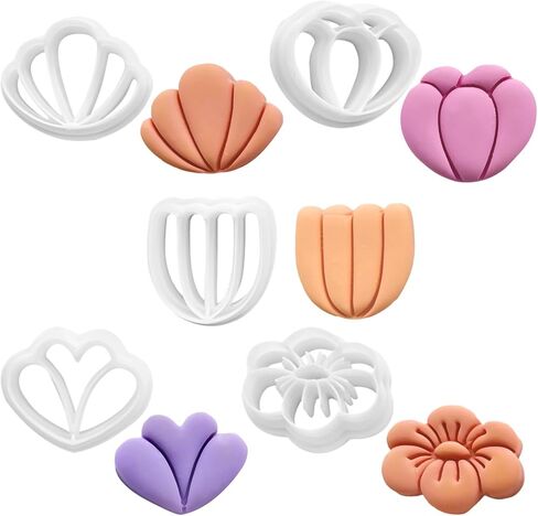 Polymer Clay Tools With Texture Five Piece, Fondant Craft Cutters Set, Daisy Leaf Cookie Press, Precision Flower Molds For Jewelry Making, Detailed Clay Cutters in Saudi Arabia