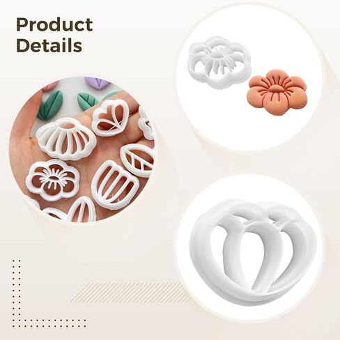 Polymer Clay Tools With Texture Five Piece, Fondant Craft Cutters Set, Daisy Leaf Cookie Press, Precision Flower Molds For Jewelry Making, Detailed Clay Cutters in Saudi Arabia