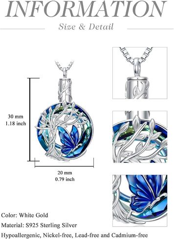 TOUPOP Butterfly Necklace for Women 925 Sterling Silver Tree of Life Butterflies Dragonfly Hummingbird Pendant Necklaces Crystal Jewelry Anniversary Christmas Birthday Gift for Her in Saudi Arabia