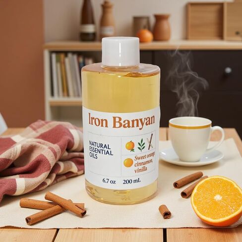 Aromatherapy Essential Oil Blend - 200mL, Orange Cinnamon Vanilla Scented Oil for Home Fragrance, Relaxation & Mood Enhancement in Kuwait