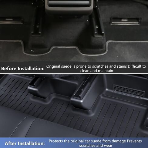 Front Seat Rail Protectors for Tesla Model Y Juniper 2025-2026, 5-Piece TPE Track Cover Guards, Under Seat Floor Mat Protectors, Black in Saudi Arabia