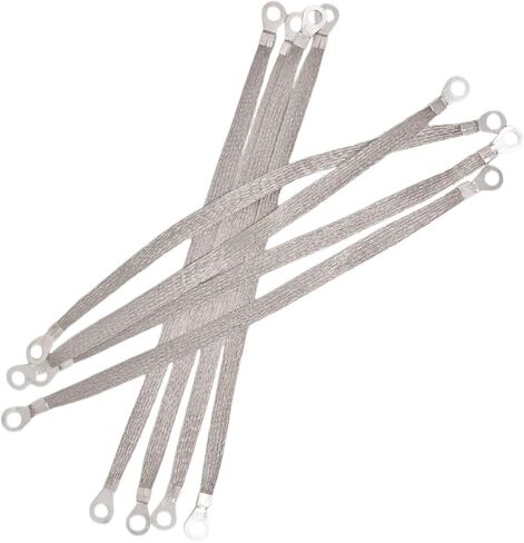 8 PCS Universal Ground Strap Automotive, 12 Inch Engine Ground Strap with Ring Terminals, Flat Braided Copper Grounding Straps for Most Vehicle Cars (Gold) in Saudi Arabia