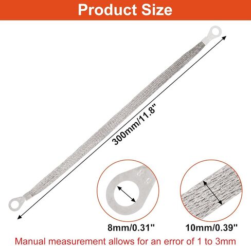 8 PCS Universal Ground Strap Automotive, 12 Inch Engine Ground Strap with Ring Terminals, Flat Braided Copper Grounding Straps for Most Vehicle Cars (Gold) in Saudi Arabia