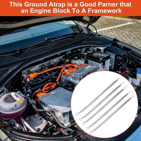 8 PCS Universal Ground Strap Automotive, 12 Inch Engine Ground Strap with Ring Terminals, Flat Braided Copper Grounding Straps for Most Vehicle Cars (Gold) in Saudi Arabia
