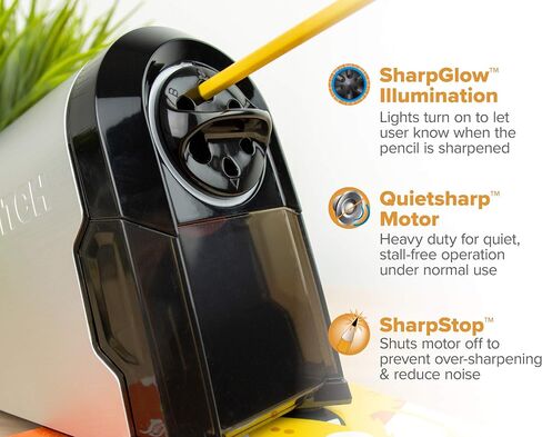 Bostitch Office SuperPro Glow Extra Heavy Duty Commercial Classroom Electric Pencil Sharpener with Replaceable Cutter Cartridge System, 6-Hole, Silver/Black (EPS14HC) in Saudi Arabia