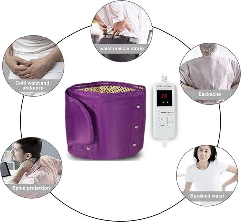 حزام التخسيس الكهربائي من PINJAZE بزاوية 360 درجة، أدوات حزام ساخن للحرارة لدائرة كاملة، تسخين لتخفيف آلام الظهر والخصر - 2.86 رطل (قابس أمريكي 110 فولت) (أزرق داكن) in Saudi Arabia