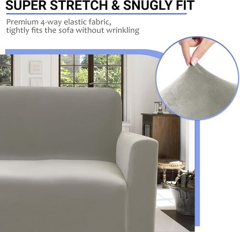 ALIECOM Velvet Stretch Sectional Couch Covers L Shape Corner Sofa Cover Washable Soft Thick U Shaped Sofa Slipcovers for Dogs Pets Magic Furniture Protector with Non Slip Foam (Air Grey, X-Large) in Saudi Arabia