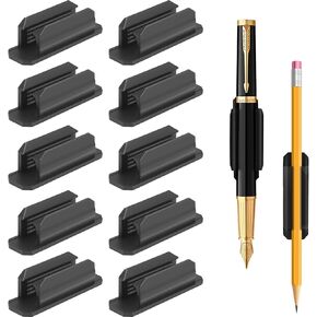 10 قطع من حامل الأقلام، حامل أقلام لاصق مطور للمكتب، حامل أقلام رصاص من السيليكون المرن، مشبك لمشبك حائط المكتب، مستلزمات المعلم الأساسية للمكتب، أسود in Kuwait