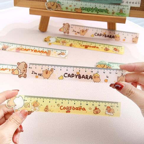 1Pcs Cartoon Capybara Ruler Creative Kawaii Straight Ruler Wavy Lines Drawing Tools Office Supplies Gift in Saudi Arabia