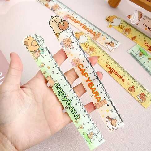 1Pcs Cartoon Capybara Ruler Creative Kawaii Straight Ruler Wavy Lines Drawing Tools Office Supplies Gift in Saudi Arabia