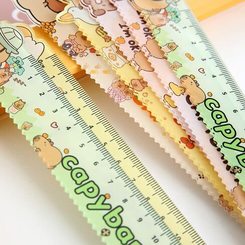 1Pcs Cartoon Capybara Ruler Creative Kawaii Straight Ruler Wavy Lines Drawing Tools Office Supplies Gift in Saudi Arabia
