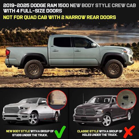 BINARY STAR Running Boards Compatible with Vehicle 2019-2026 Dodge Ram 1500 Crew Cab with 4 Full-Size Doors(excl. Classic/2500/3500). 6 Inch Two-Stair Side Steps, Step Bars Made with Carbon Steel. in Saudi Arabia