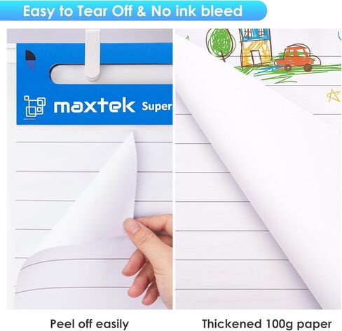 maxtek Lined Sticky Easel Pad 25"x30", Large Flip Chart Paper with 2 Packs of 30 Sheets/Pad, Upgraded Big Anchor Chart Flip Paper with Sticky Back, Self-Stick Easel Paper for Walls in Kuwait