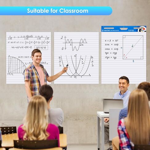maxtek Lined Sticky Easel Pad 25"x30", Large Flip Chart Paper with 2 Packs of 30 Sheets/Pad, Upgraded Big Anchor Chart Flip Paper with Sticky Back, Self-Stick Easel Paper for Walls in Kuwait