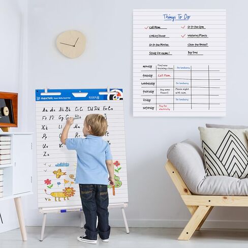 maxtek Lined Sticky Easel Pad 25"x30", Large Flip Chart Paper with 2 Packs of 30 Sheets/Pad, Upgraded Big Anchor Chart Flip Paper with Sticky Back, Self-Stick Easel Paper for Walls in Kuwait