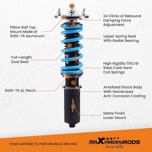 maXpeedingrods Coilover for Lexus IS250 IS350 AWD 2006-2013, 24 Levels Damper Adjustable Coilovers Shock Absorber Struts, Height Adjustable T6 Upgraded Lowering Kits Blue in Saudi Arabia