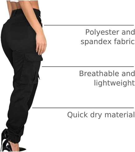 Women's High Waist Cargo Jogger Camo Pants with Pockets Slim Casual Camouflage Combat Hiking Active Sweatpants in Kuwait