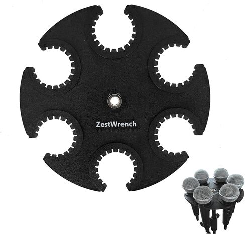 Zestwrench Hexagon Multi Mic Holder for Wired and Wireless，Compatible with 5/8" 3/8" Mic Stand Adapter to Hold up to 6 Microphones，Standing Mic Display and Organizer for Desk, Home in Saudi Arabia